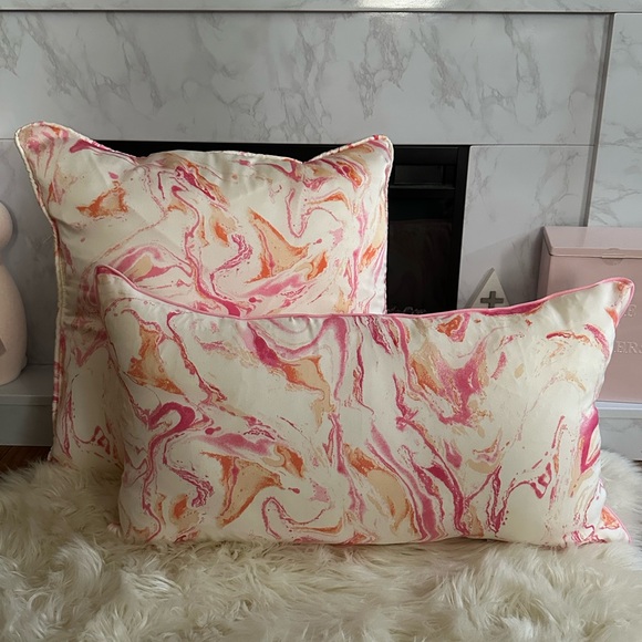 Pink and Orange Marble 14 x 24 Throw Pillow - Picture 9 of 13
